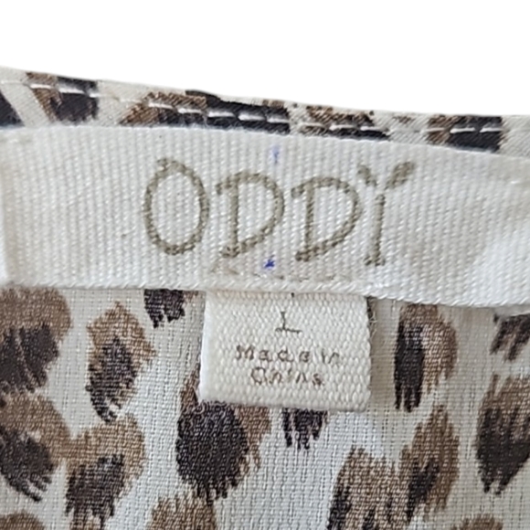 Oddi Women's Cold Shoulder Animal Print Long Sleeve Ruffles Blouse Size Large - Picture 7 of 16